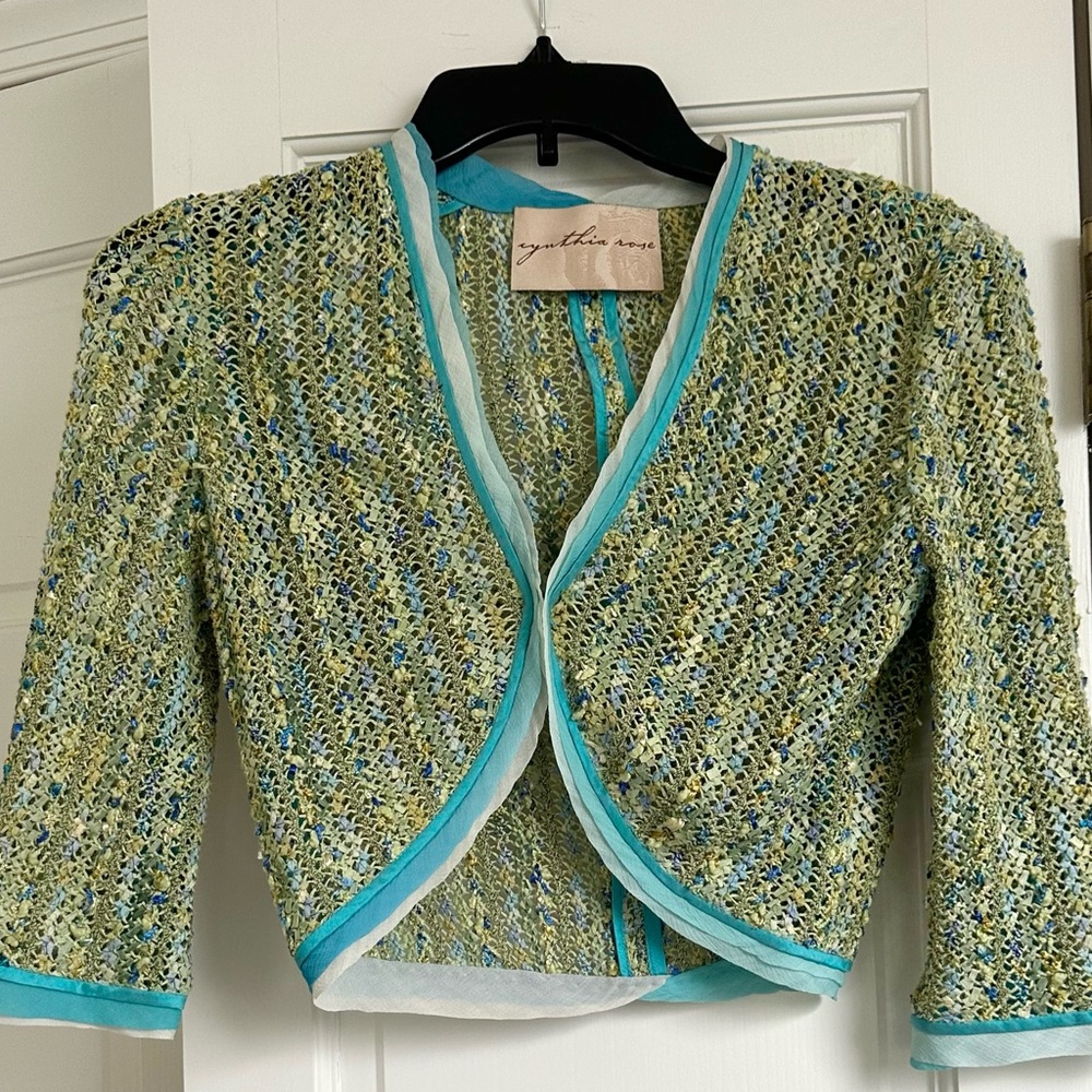 Absolutely Stunning Green/Blue Cynthia Rose Shrug / Cropped Cardigan US Size 2/4